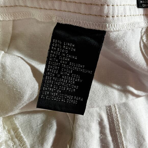 Kasper Pants 14 White Linen Blend Trousers Ankle Straight Leg Career Casual Work - Picture 7 of 10